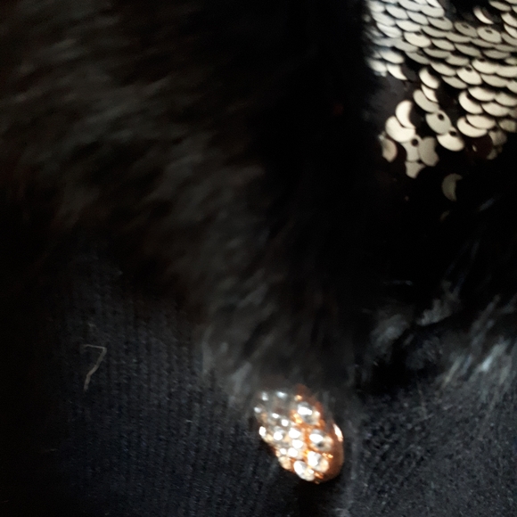 Vintage wool angora  blend duster cardigan with fur collar - Picture 7 of 8